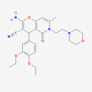 2-amino-4-(3,4-diethoxyphenyl)-7-methyl-6-(2-morpholinoethyl)-5-oxo-5,6-dihydro-4H-pyrano[3,2-c]pyridine-3-carbonitrile