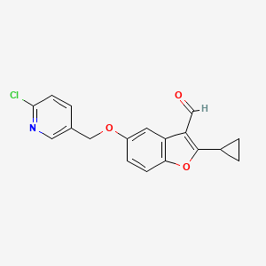 5-[(6-Chloro-3-pyridinyl)methoxy]-2-cyclopropyl-1-benzofuran-3-carbaldehyde