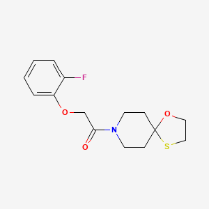 molecular formula C15H18FNO3S B2763513 2-(2-氟苯氧基)-1-(1-氧杂-4-硫-8-氮杂螺[4.5]癸烷-8-基)乙酮 CAS No. 1351598-38-3
