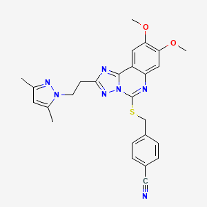 4-[({2-[2-(3,5-dimethyl-1H-pyrazol-1-yl)ethyl]-8,9-dimethoxy[1,2,4]triazolo[1,5-c]quinazolin-5-yl}thio)methyl]benzonitrile