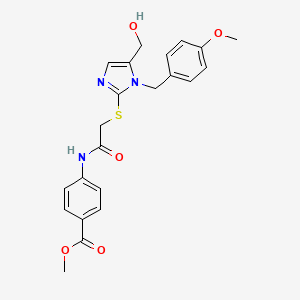 molecular formula C22H23N3O5S B2763528 methyl 4-(2-((5-(hydroxymethyl)-1-(4-methoxybenzyl)-1H-imidazol-2-yl)thio)acetamido)benzoate CAS No. 899999-87-2