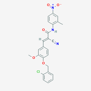 molecular formula C25H20ClN3O5 B2763534 (E)-3-[4-[(2-chlorophenyl)methoxy]-3-methoxyphenyl]-2-cyano-N-(2-methyl-4-nitrophenyl)prop-2-enamide CAS No. 380566-38-1