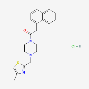 molecular formula C21H24ClN3OS B2763536 1-(4-((4-Methylthiazol-2-yl)methyl)piperazin-1-yl)-2-(naphthalen-1-yl)ethanone hydrochloride CAS No. 1216736-62-7