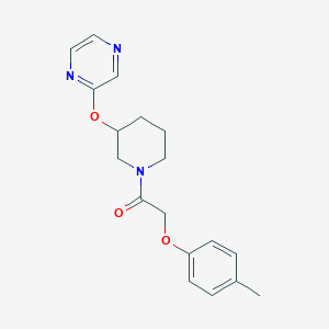 molecular formula C18H21N3O3 B2763550 1-(3-(Pyrazin-2-yloxy)piperidin-1-yl)-2-(p-tolyloxy)ethanone CAS No. 2034473-65-7