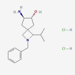 molecular formula C17H28Cl2N2O B2763552 (6R,7R)-7-Amino-2-benzyl-3-propan-2-yl-2-azaspiro[3.4]octan-6-ol;dihydrochloride CAS No. 2137440-32-3