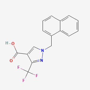molecular formula C16H11F3N2O2 B2763557 1-(Naphthalen-1-ylmethyl)-3-(trifluoromethyl)pyrazole-4-carboxylic acid CAS No. 1946823-12-6