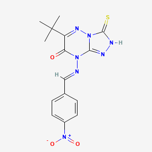 molecular formula C15H15N7O3S B2763561 (E)-6-(tert-butyl)-3-mercapto-8-((4-nitrobenzylidene)amino)-[1,2,4]triazolo[4,3-b][1,2,4]triazin-7(8H)-one CAS No. 539805-62-4