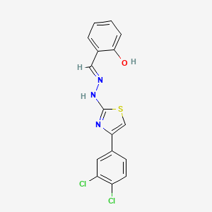molecular formula C16H11Cl2N3OS B2763562 (E)-2-((2-(4-(3,4-dichlorophenyl)thiazol-2-yl)hydrazono)methyl)phenol CAS No. 2020335-92-4