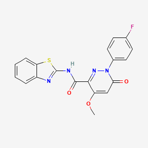 molecular formula C19H13FN4O3S B2763571 N-(benzo[d]thiazol-2-yl)-1-(4-fluorophenyl)-4-methoxy-6-oxo-1,6-dihydropyridazine-3-carboxamide CAS No. 941927-25-9