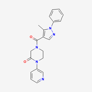 molecular formula C20H19N5O2 B2763579 4-(5-methyl-1-phenyl-1H-pyrazole-4-carbonyl)-1-(pyridin-3-yl)piperazin-2-one CAS No. 2097930-61-3