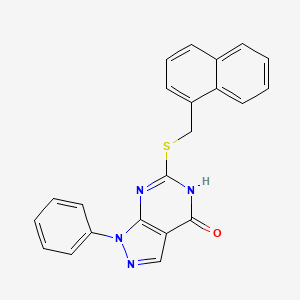 molecular formula C22H16N4OS B2763586 6-((naphthalen-1-ylmethyl)thio)-1-phenyl-1H-pyrazolo[3,4-d]pyrimidin-4(5H)-one CAS No. 1005307-08-3