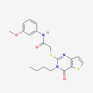 molecular formula C19H21N3O3S2 B2763604 2-(3-丁基-4-氧代噻吩[3,2-d]嘧啶-2-基)硫基-N-(3-甲氧基苯基)乙酰胺 CAS No. 440328-65-4