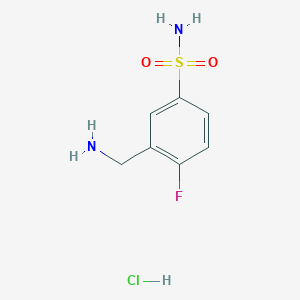 molecular formula C7H10ClFN2O2S B2763609 3-(Aminomethyl)-4-fluorobenzene-1-sulfonamide hydrochloride CAS No. 1909327-05-4