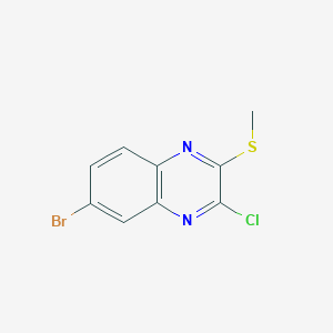molecular formula C9H6BrClN2S B2763611 6-溴-3-氯-2-(甲基硫基)喹喑 CAS No. 1638735-35-9