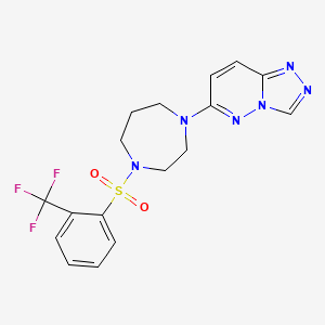 molecular formula C17H17F3N6O2S B2763614 6-[4-[2-(Trifluoromethyl)phenyl]sulfonyl-1,4-diazepan-1-yl]-[1,2,4]triazolo[4,3-b]pyridazine CAS No. 2380067-85-4
