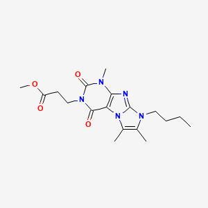 molecular formula C18H25N5O4 B2763616 Methyl 3-(6-butyl-4,7,8-trimethyl-1,3-dioxopurino[7,8-a]imidazol-2-yl)propanoate CAS No. 886887-82-7