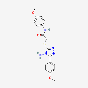 molecular formula C18H19N5O3S B2763621 2-{[4-amino-5-(4-methoxyphenyl)-4H-1,2,4-triazol-3-yl]sulfanyl}-N-(4-methoxyphenyl)acetamide CAS No. 840484-12-0