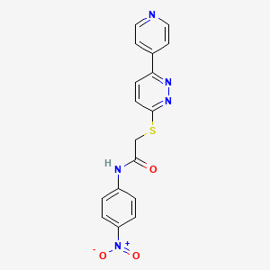 molecular formula C17H13N5O3S B2763626 N-(4-硝基苯基)-2-(6-吡啶-4-基吡啶-3-基)硫基乙酰胺 CAS No. 872987-61-6