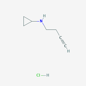 molecular formula C7H12ClN B2763628 N-(but-3-yn-1-yl)cyclopropanamine hydrochloride CAS No. 2193058-96-5