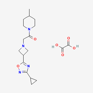 molecular formula C18H26N4O6 B2763632 2-(3-(3-Cyclopropyl-1,2,4-oxadiazol-5-yl)azetidin-1-yl)-1-(4-methylpiperidin-1-yl)ethanone oxalate CAS No. 1396799-88-4