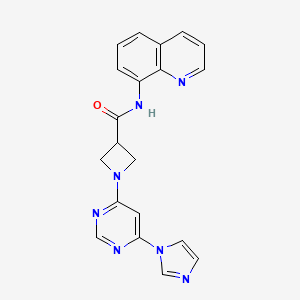 molecular formula C20H17N7O B2763635 1-(6-(1H-咪唑-1-基)嘧啶-4-基)-N-(喹啉-8-基)氮杂环丁烷-3-甲酰胺 CAS No. 2034477-87-5