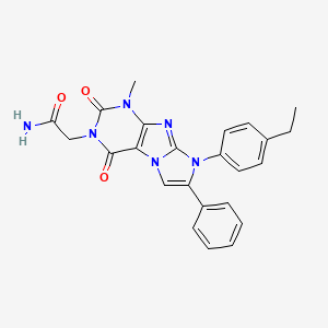 molecular formula C24H22N6O3 B2763639 2-(8-(4-ethylphenyl)-1-methyl-2,4-dioxo-7-phenyl-1H-imidazo[2,1-f]purin-3(2H,4H,8H)-yl)acetamide CAS No. 887881-91-6