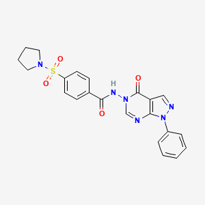 molecular formula C22H20N6O4S B2763640 N-(4-氧代-1-苯基-1H-吡唑并[3,4-d]嘧啶-5(4H)-基)-4-(吡咯烷-1-基磺酰)苯甲酰胺 CAS No. 899752-89-7