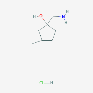 molecular formula C8H18ClNO B2763641 1-(Aminomethyl)-3,3-dimethylcyclopentan-1-ol;hydrochloride CAS No. 2445792-65-2