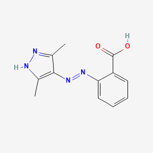 molecular formula C12H12N4O2 B2763643 2-[(E)-(3,5-dimethyl-1H-pyrazol-4-yl)diazenyl]benzoic acid CAS No. 488096-41-9