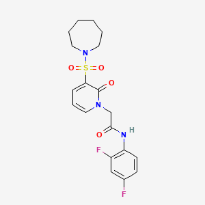 molecular formula C19H21F2N3O4S B2763652 2-(3-(azepan-1-ylsulfonyl)-2-oxopyridin-1(2H)-yl)-N-(2,4-difluorophenyl)acetamide CAS No. 1251609-44-5