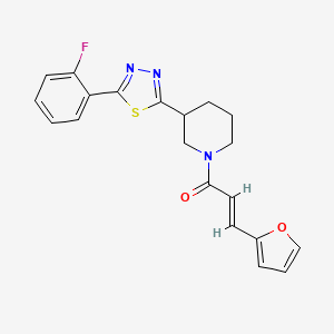 molecular formula C20H18FN3O2S B2763664 (E)-1-(3-(5-(2-fluorophenyl)-1,3,4-thiadiazol-2-yl)piperidin-1-yl)-3-(furan-2-yl)prop-2-en-1-one CAS No. 1351663-88-1