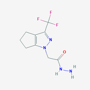 molecular formula C9H11F3N4O B2763667 2-(3-(Trifluoromethyl)-5,6-dihydrocyclopenta[c]pyrazol-1(4H)-yl)acetohydrazide CAS No. 938022-42-5