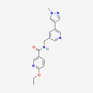 molecular formula C18H19N5O2 B2763669 6-ethoxy-N-((5-(1-methyl-1H-pyrazol-4-yl)pyridin-3-yl)methyl)nicotinamide CAS No. 2034461-83-9