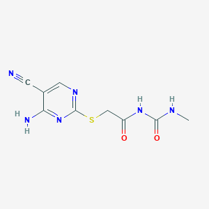 molecular formula C9H10N6O2S B276367 N-{[(4-amino-5-cyano-2-pyrimidinyl)sulfanyl]acetyl}-N'-methylurea 