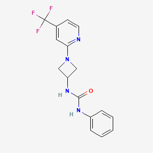 molecular formula C16H15F3N4O B2763670 1-Phenyl-3-[1-[4-(trifluoromethyl)pyridin-2-yl]azetidin-3-yl]urea CAS No. 2415555-95-0