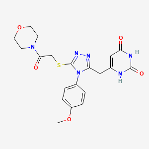 molecular formula C20H22N6O5S B2763671 6-((4-(4-methoxyphenyl)-5-((2-morpholino-2-oxoethyl)thio)-4H-1,2,4-triazol-3-yl)methyl)pyrimidine-2,4(1H,3H)-dione CAS No. 852152-83-1