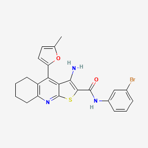 molecular formula C23H20BrN3O2S B2763672 3-amino-N-(3-bromophenyl)-4-(5-methylfuran-2-yl)-5,6,7,8-tetrahydrothieno[2,3-b]quinoline-2-carboxamide CAS No. 361154-03-2
