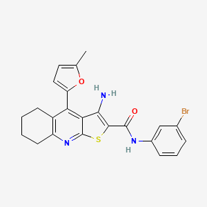 molecular formula C23H20BrN3O2S B2763672 3-氨基-N-(3-溴苯基)-4-(5-甲基呋喃-2-基)-5,6,7,8-四氢噻吩[2,3-b]喹啉-2-甲酰胺 CAS No. 361154-03-2