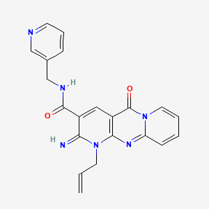 molecular formula C21H18N6O2 B2763676 1-allyl-2-imino-5-oxo-N-(pyridin-3-ylmethyl)-2,5-dihydro-1H-dipyrido[1,2-a:2',3'-d]pyrimidine-3-carboxamide CAS No. 510761-29-2