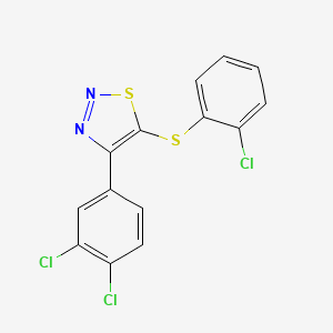 molecular formula C14H7Cl3N2S2 B2763682 5-(2-Chlorophenyl)sulfanyl-4-(3,4-dichlorophenyl)thiadiazole CAS No. 400082-16-8