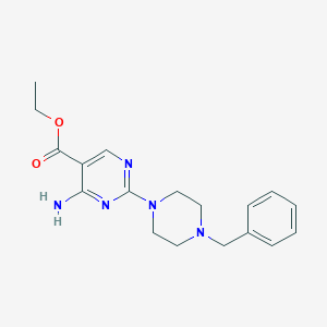 molecular formula C18H23N5O2 B276371 Ethyl 4-amino-2-(4-benzylpiperazino)pyrimidine-5-carboxylate 