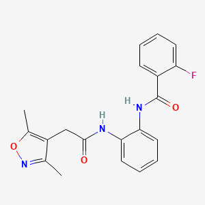 molecular formula C20H18FN3O3 B2763713 N-(2-(2-(3,5-dimethylisoxazol-4-yl)acetamido)phenyl)-2-fluorobenzamide CAS No. 1207054-35-0