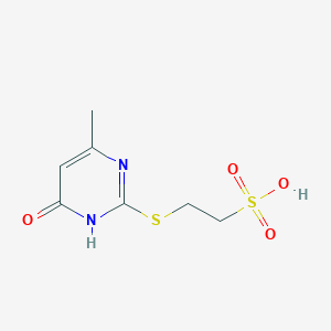 molecular formula C7H10N2O4S2 B2763720 2-((4-Hydroxy-6-methyl-2-pyrimidinyl)sulfanyl)-1-ethanesulfonic acid CAS No. 339017-80-0