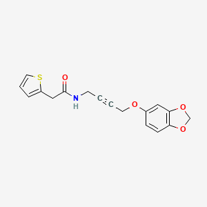 molecular formula C17H15NO4S B2763723 N-(4-(苯并[d][1,3]二氧杂环-5-氧基)丁-2-炔-1-基)-2-(噻吩-2-基)乙酰胺 CAS No. 1428367-54-7