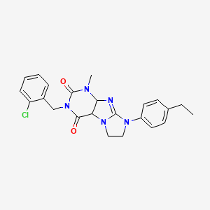 molecular formula C23H22ClN5O2 B2763724 3-[(2-chlorophenyl)methyl]-8-(4-ethylphenyl)-1-methyl-1H,2H,3H,4H,6H,7H,8H-imidazo[1,2-g]purine-2,4-dione CAS No. 872840-54-5
