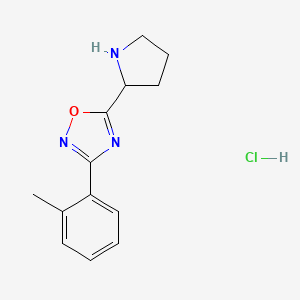 molecular formula C13H16ClN3O B2763729 3-(2-甲基苯基)-5-(吡咯烷-2-基)-1,2,4-噁二唑盐酸盐 CAS No. 2059084-40-9