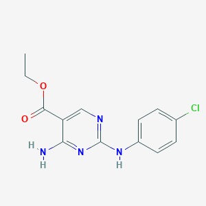 Ethyl 4-amino-2-(4-chloroanilino)-5-pyrimidinecarboxylate