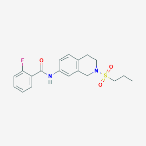 molecular formula C19H21FN2O3S B2763731 2-fluoro-N-(2-(propylsulfonyl)-1,2,3,4-tetrahydroisoquinolin-7-yl)benzamide CAS No. 954708-05-5