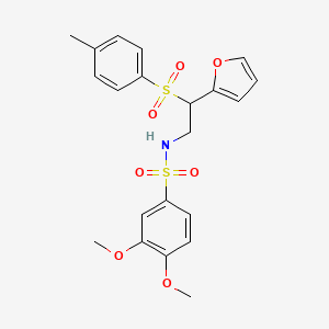molecular formula C21H23NO7S2 B2763737 N-(2-(呋喃-2-基)-2-对甲苯基乙基)-3,4-二甲氧基苯磺酰胺 CAS No. 877816-61-0