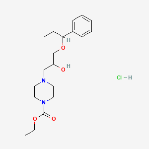 molecular formula C19H31ClN2O4 B2763740 Ethyl 4-(2-hydroxy-3-(1-phenylpropoxy)propyl)piperazine-1-carboxylate hydrochloride CAS No. 1052530-95-6
